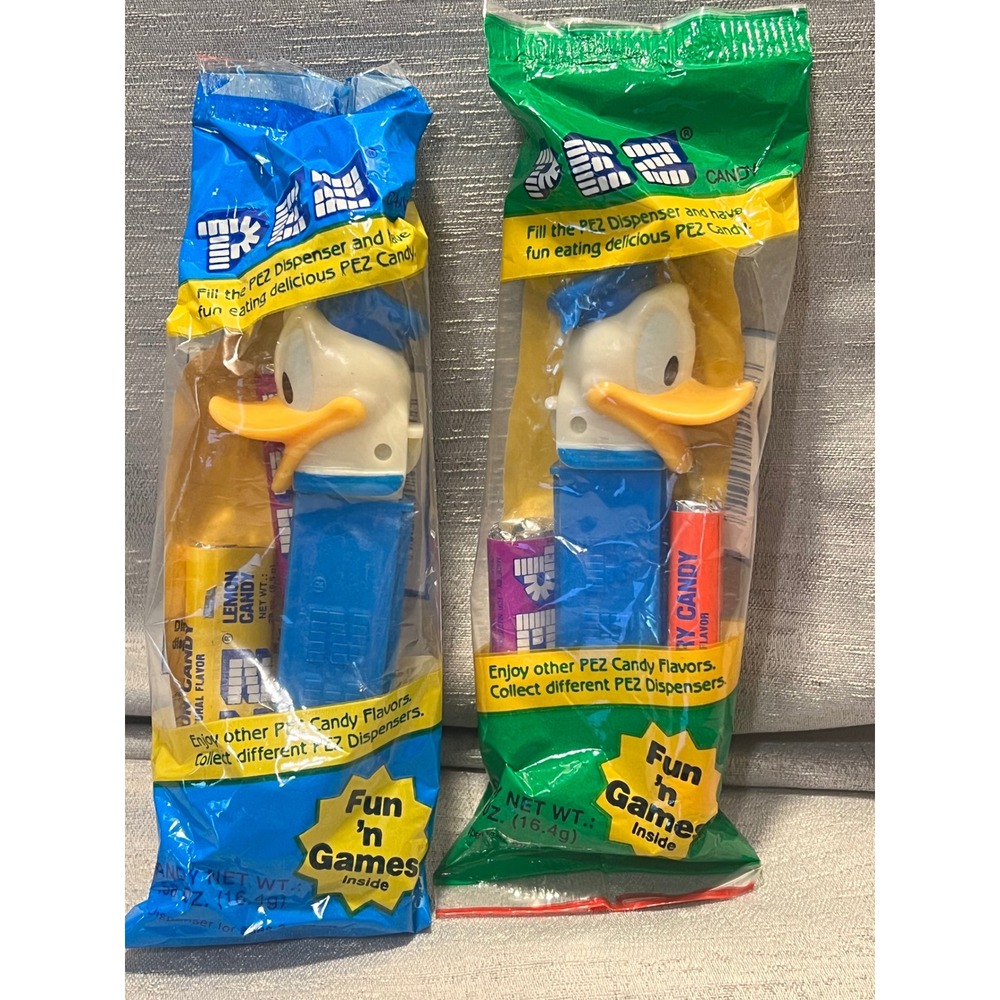 Vintage Disney Donald Duck PEZ Dispensers Set of 2 Factory Sealed New Old Stock